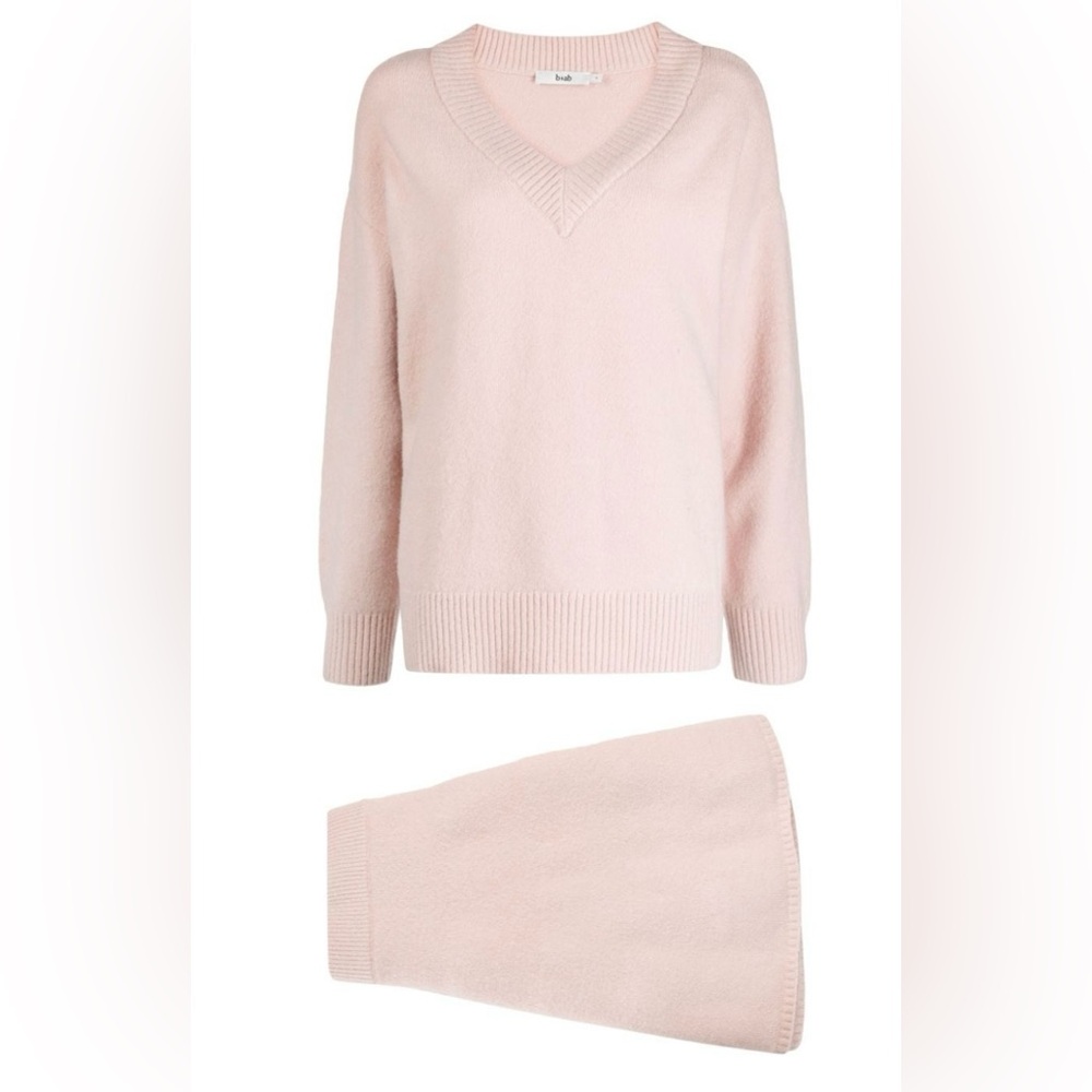 NWT b+ab Knitted Pink Alpaca Wool-Blend Two-Piece Matching Set XS